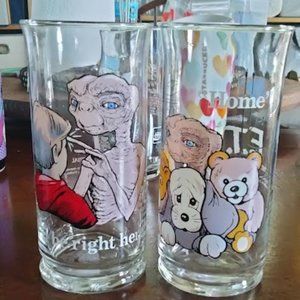 Set of 2 Pre-Owned E.T. glasses from 1982, Limited edition from PIZZA HUT